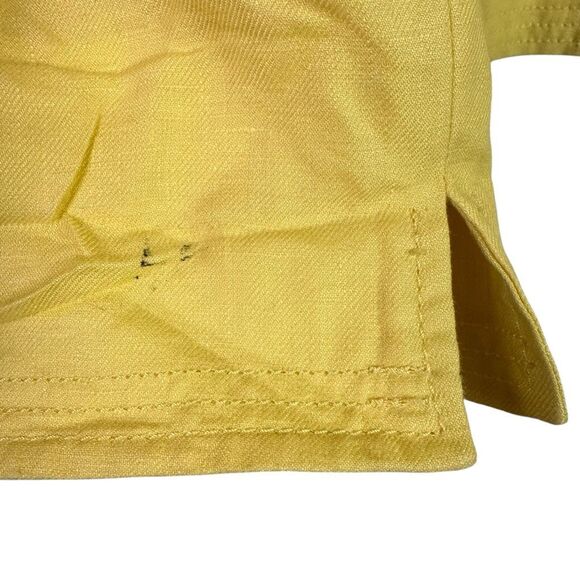Talbots Women’s Size 16 Yellow Linen Open Front Jacket Cuffs - Picture 6 of 7